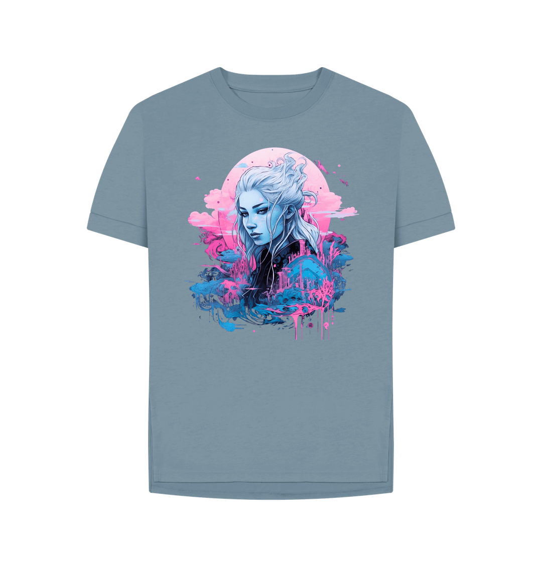 Stone Blue Yuki-onna Japanese design premium quality T shirt