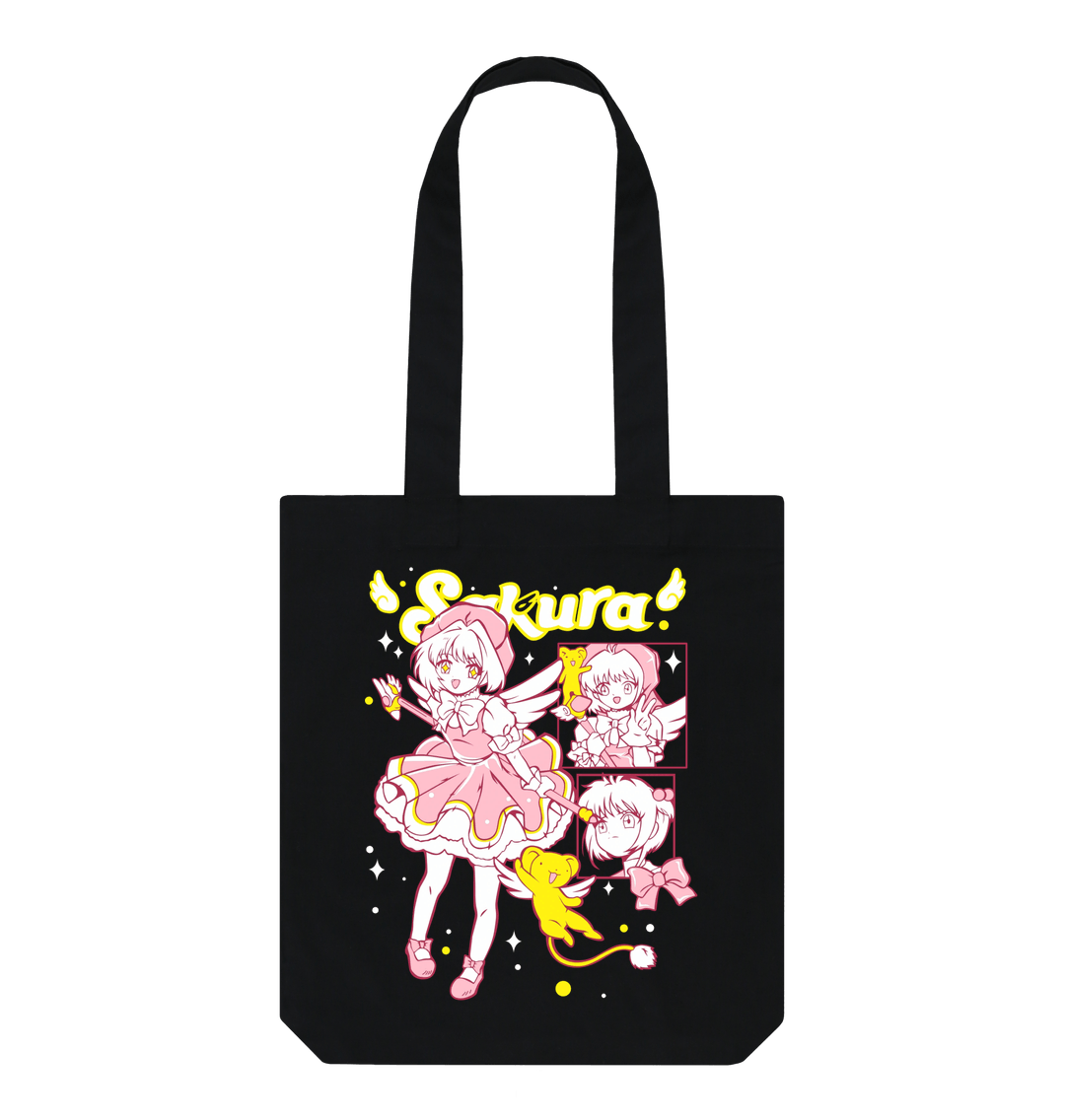 Black Anime sakura tote bag  Japanese anime design tote bag