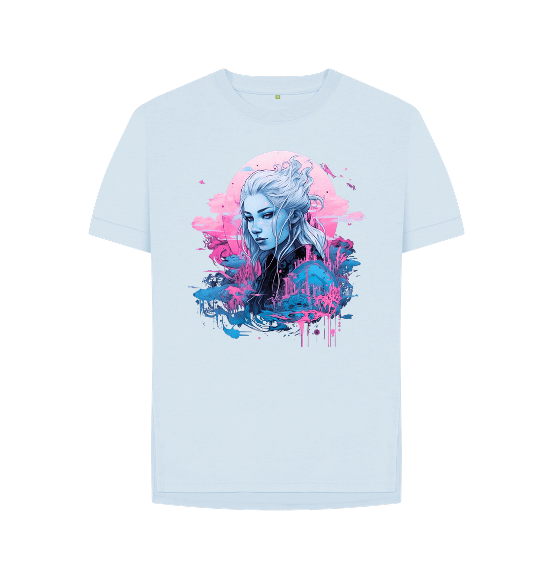 Sky Blue Yuki-onna Japanese design premium quality T shirt